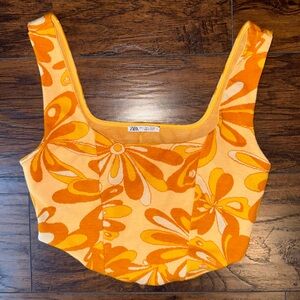 Zara Bright Orange Knit Top